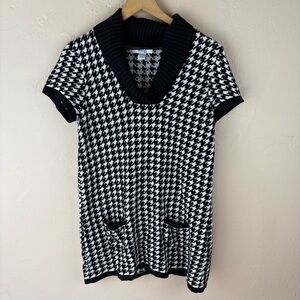 Style & Co. Black and White Houndstooth Sweater Tunic Length Large